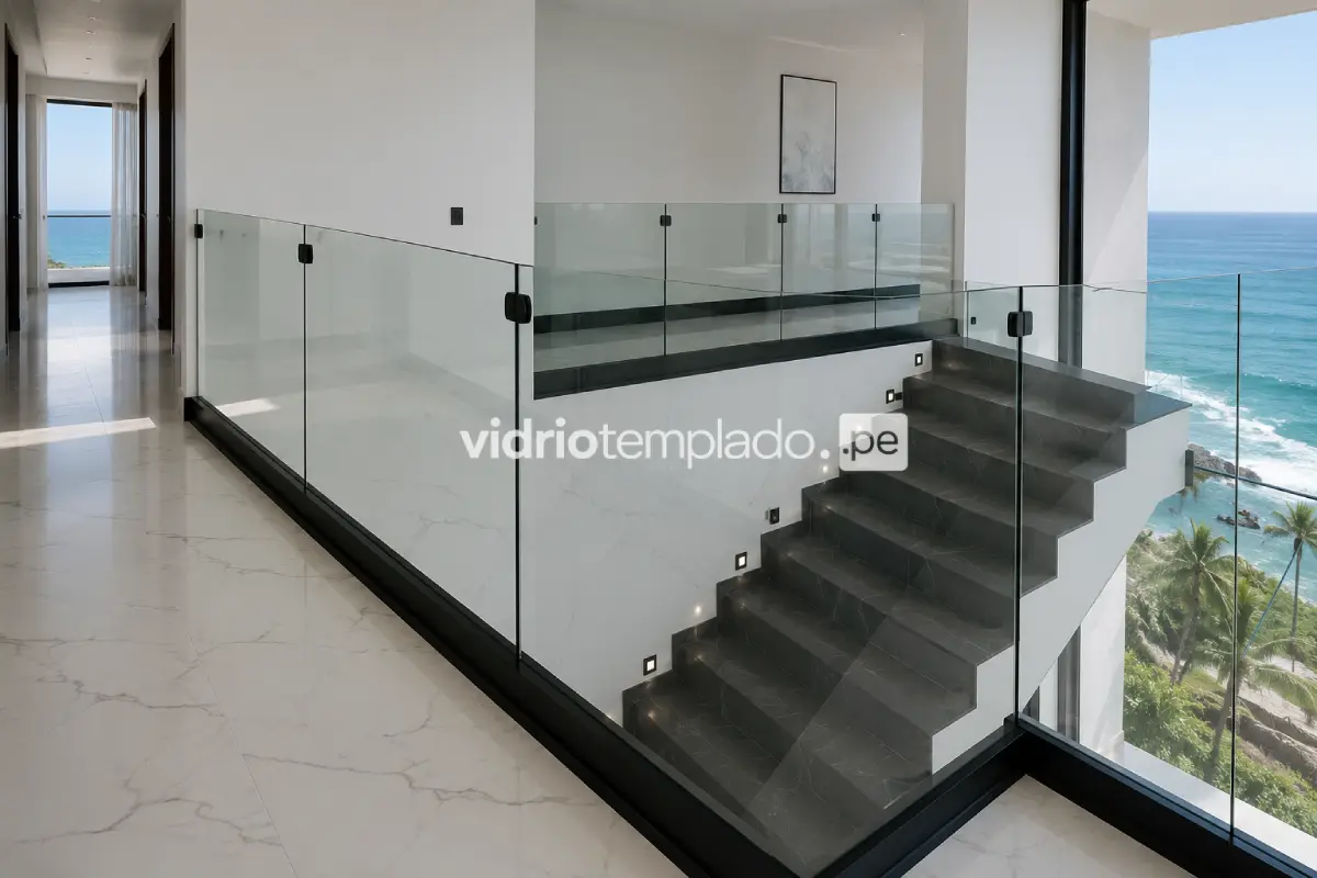 Baranda de vidrio templado 12mm en terraza exterior Lima